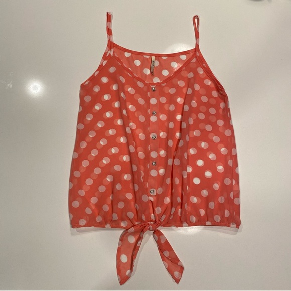 Pink & White Polka Dot Sheer Top, Small - Picture 5 of 7